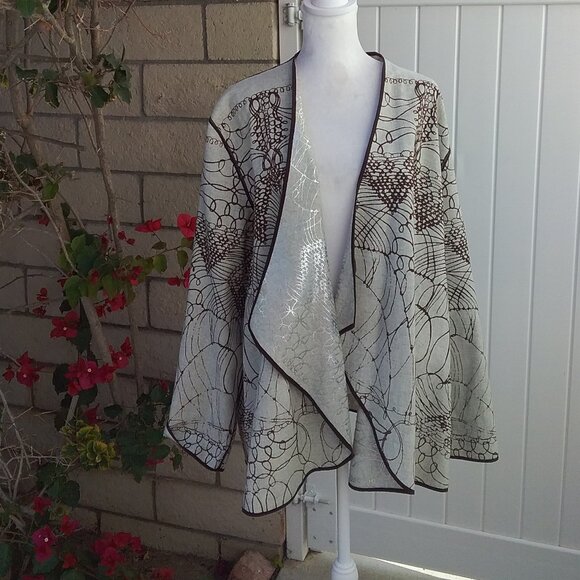 CHICO’S Drape Front Open Jacket Reversible Tan and brown Size 3=XL - Picture 10 of 12